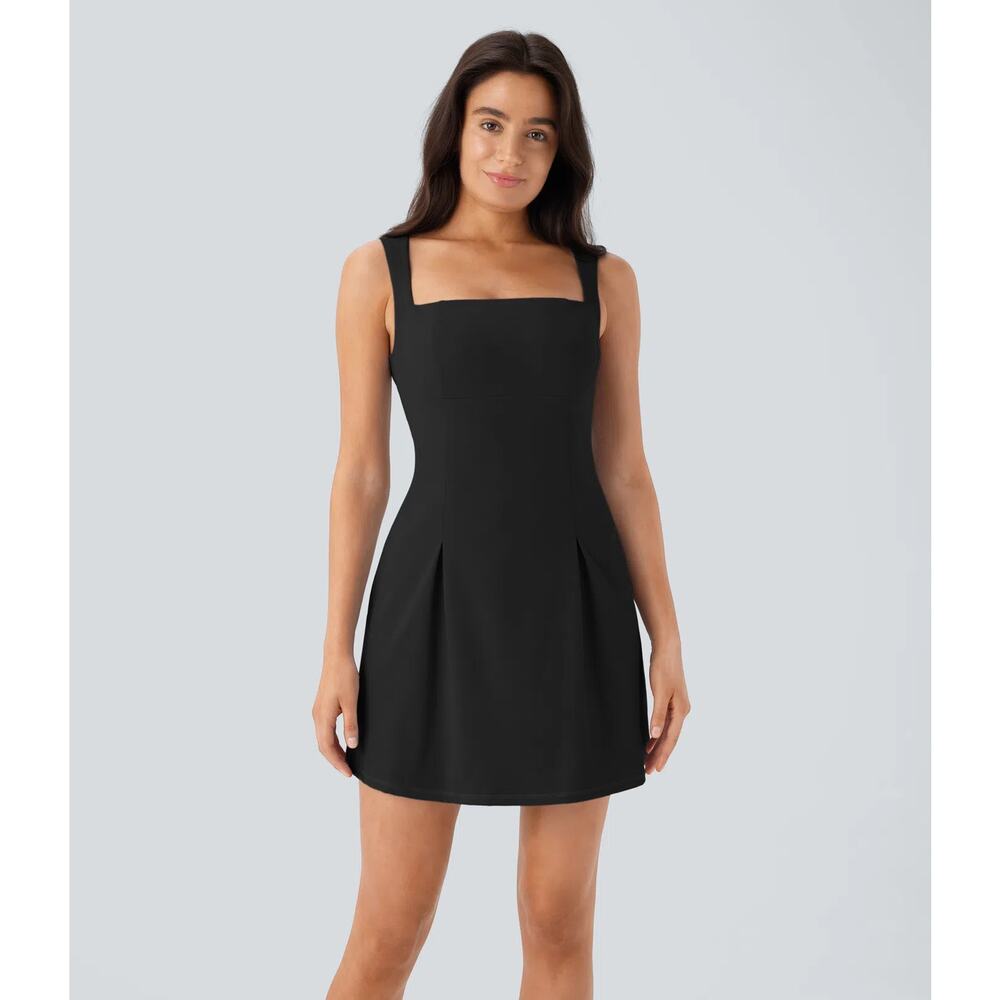 Halara Softlyzero Quick Dry Square Side Pocket Mini Tennis Active Black Dress L